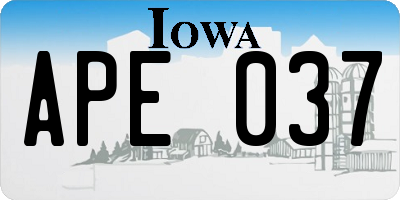 IA license plate APE037