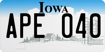 IA license plate APE040