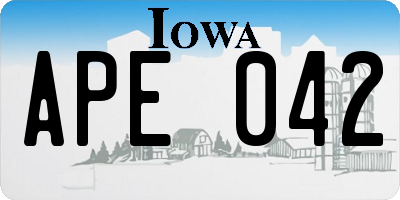 IA license plate APE042