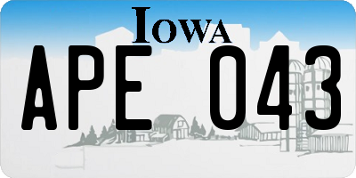 IA license plate APE043
