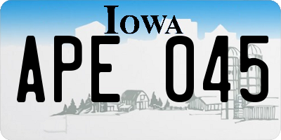 IA license plate APE045