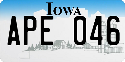 IA license plate APE046