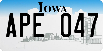 IA license plate APE047