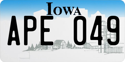 IA license plate APE049