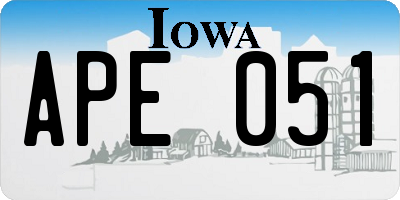 IA license plate APE051
