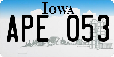 IA license plate APE053