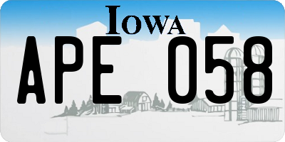 IA license plate APE058