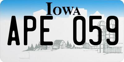 IA license plate APE059