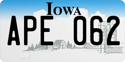IA license plate APE062
