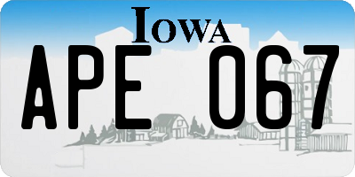 IA license plate APE067