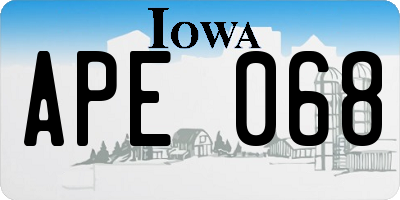 IA license plate APE068