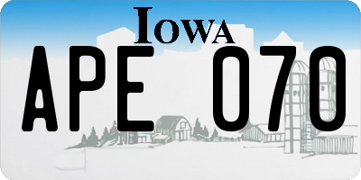IA license plate APE070