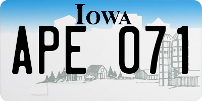 IA license plate APE071
