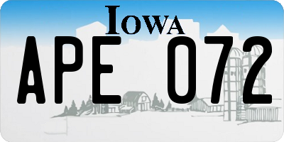 IA license plate APE072
