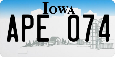 IA license plate APE074