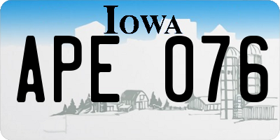 IA license plate APE076
