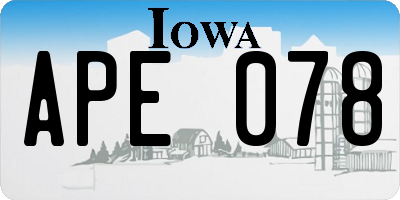 IA license plate APE078