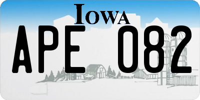IA license plate APE082