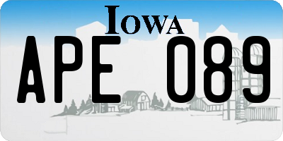 IA license plate APE089