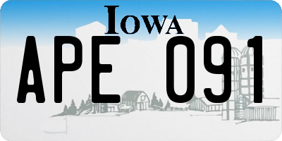 IA license plate APE091