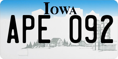 IA license plate APE092