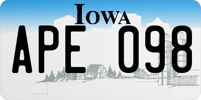 IA license plate APE098