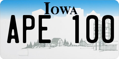 IA license plate APE100