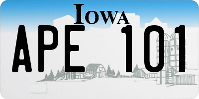 IA license plate APE101