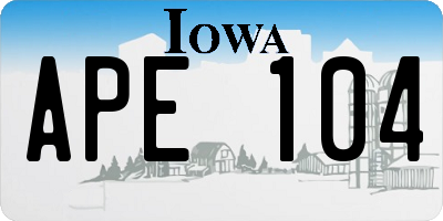 IA license plate APE104