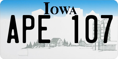 IA license plate APE107