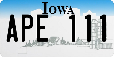 IA license plate APE111