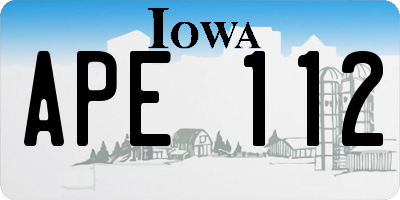 IA license plate APE112