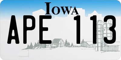 IA license plate APE113