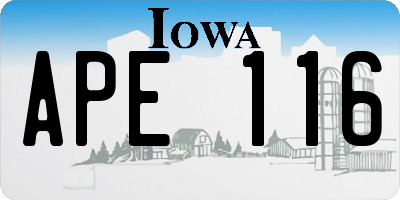 IA license plate APE116