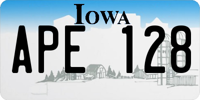 IA license plate APE128