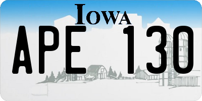 IA license plate APE130