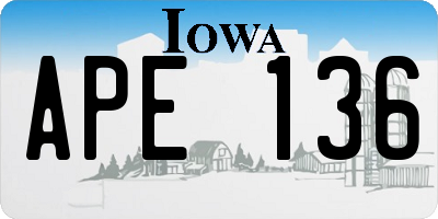 IA license plate APE136