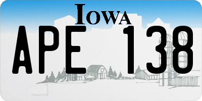 IA license plate APE138