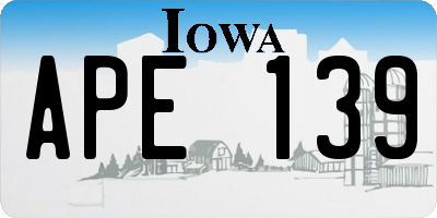 IA license plate APE139