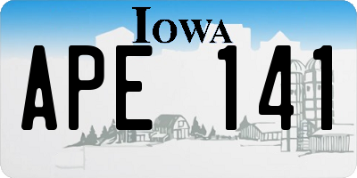 IA license plate APE141