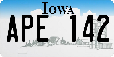 IA license plate APE142