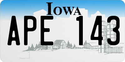 IA license plate APE143