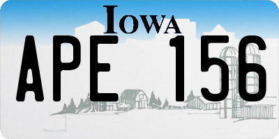 IA license plate APE156