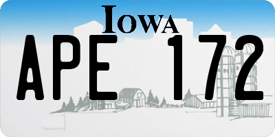IA license plate APE172