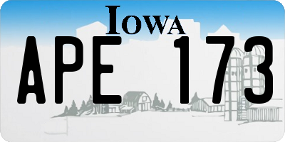 IA license plate APE173