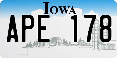 IA license plate APE178