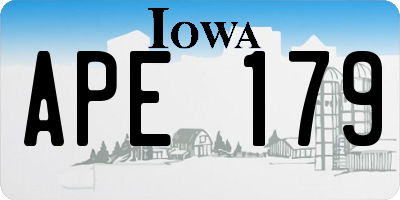 IA license plate APE179