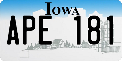 IA license plate APE181