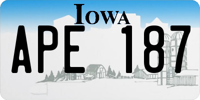 IA license plate APE187