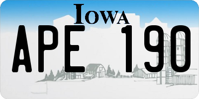 IA license plate APE190